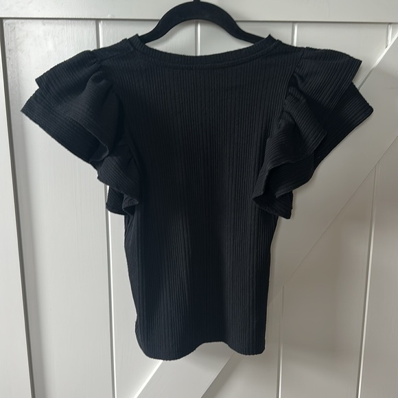 Zara Black Ruffle Sleeve Top - Picture 9 of 11